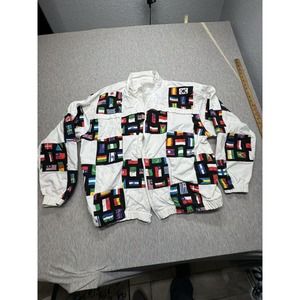 Vintage Patchit Full-Zip White Country Flags‎ Jacket Size XL